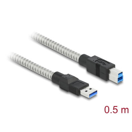Delock USB 5 Gbps Kabel Typ-A Stecker zu Typ-B Stecker mit Metallmantel 0,5 m