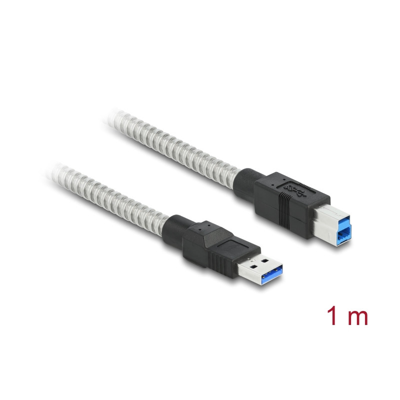Delock USB 5 Gbps Kabel Typ-A Stecker zu Typ-B Stecker mit Metallmantel 1 m