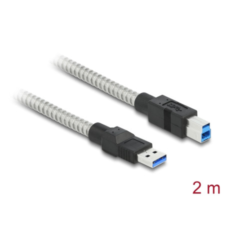 Delock USB 5 Gbps Kabel Typ-A Stecker zu Typ-B Stecker mit Metallmantel 2 m