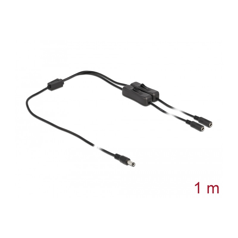 Delock Kabel DC 5,5 x 2,1 mm Stecker zu 2 x DC Buchse mit Schalter 1 m