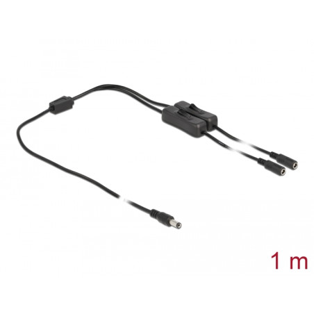 Delock Kabel DC 5,5 x 2,1 mm Stecker zu 2 x DC Buchse mit Schalter 1 m