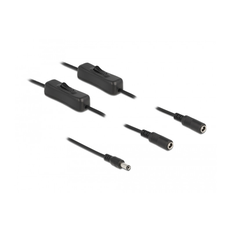 Delock Kabel DC 5,5 x 2,1 mm Stecker zu 2 x DC Buchse mit Schalter 1 m