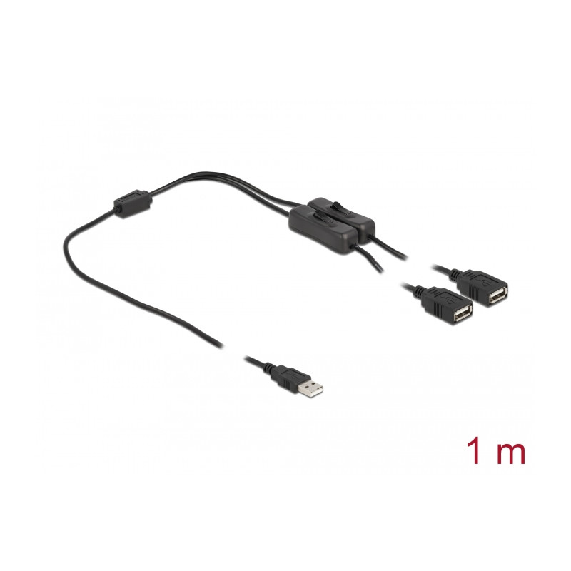 Delock Kabel USB Typ-A Stecker zu 2 x USB Typ-A Buchse mit Schalter 1 m
