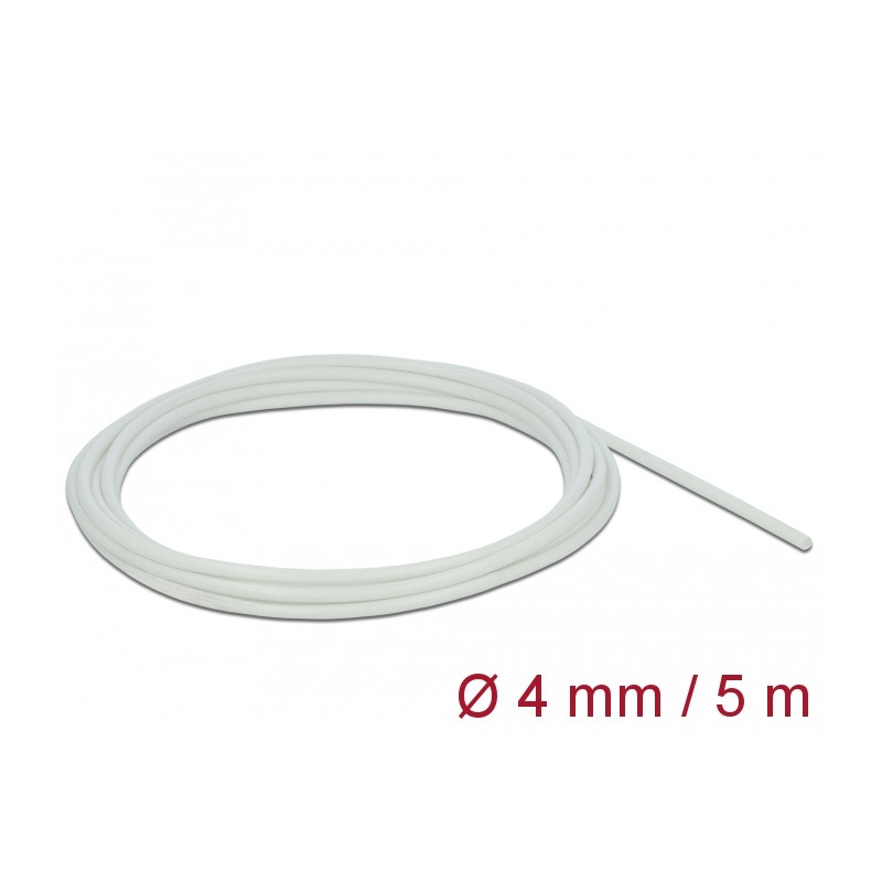 Delock Schutzschlauch Glasfasergeflecht 5 m x 4 mm weiß