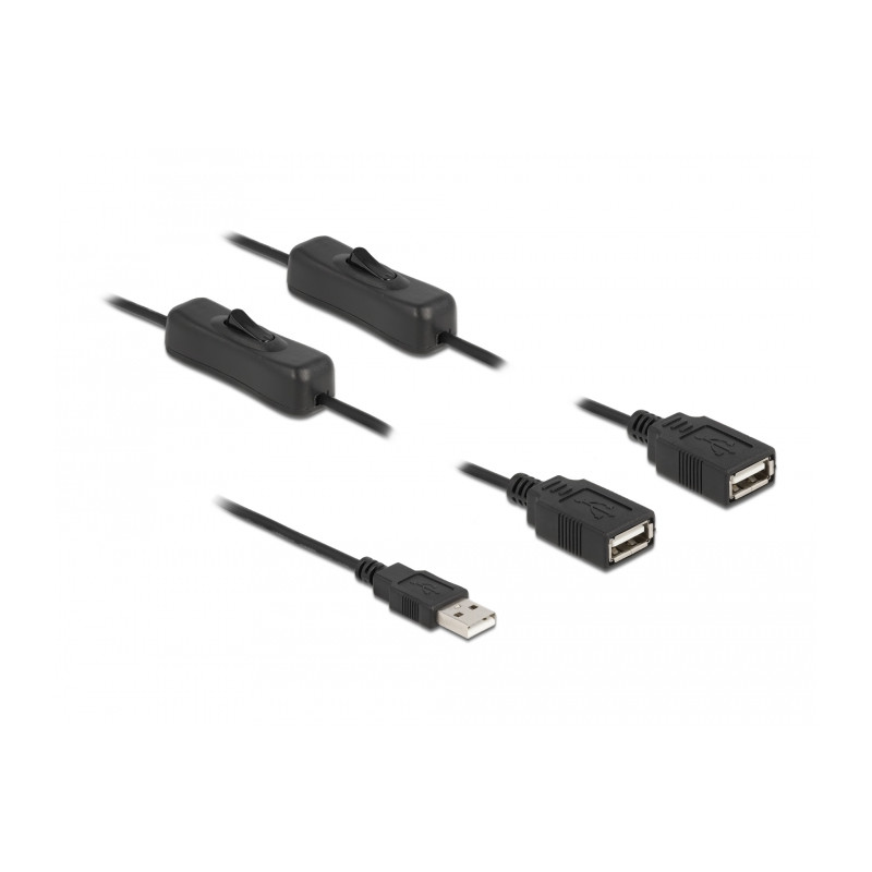 Delock Kabel USB Typ-A Stecker zu 2 x USB Typ-A Buchse mit Schalter 1 m