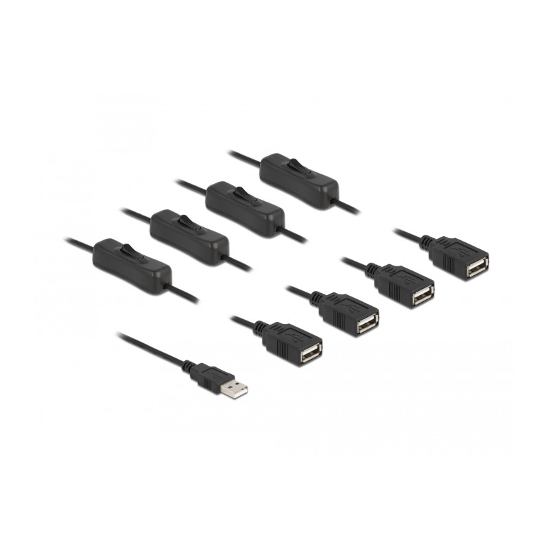 Delock Kabel USB Typ-A Stecker zu 4 x USB Typ-A Buchse mit Schalter 1 m