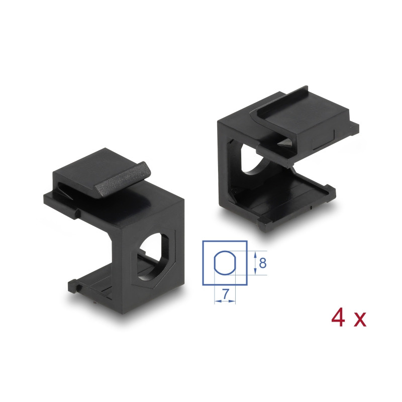 Delock Keystone Abdeckung schwarz mit 8,0 mm Durchführung +Hex 4 Stück