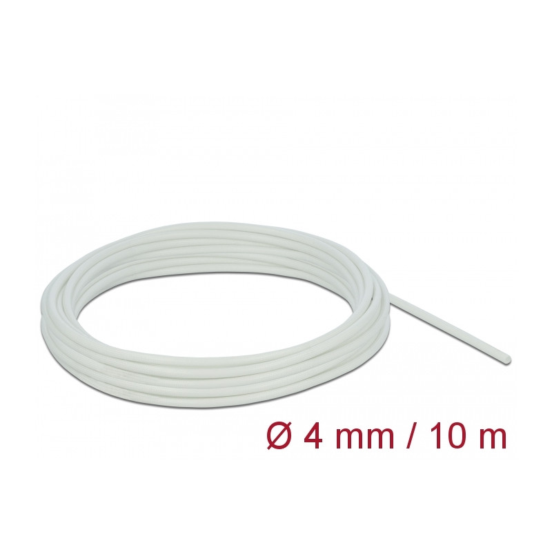 Delock Schutzschlauch Glasfasergeflecht 10 m x 4 mm weiß