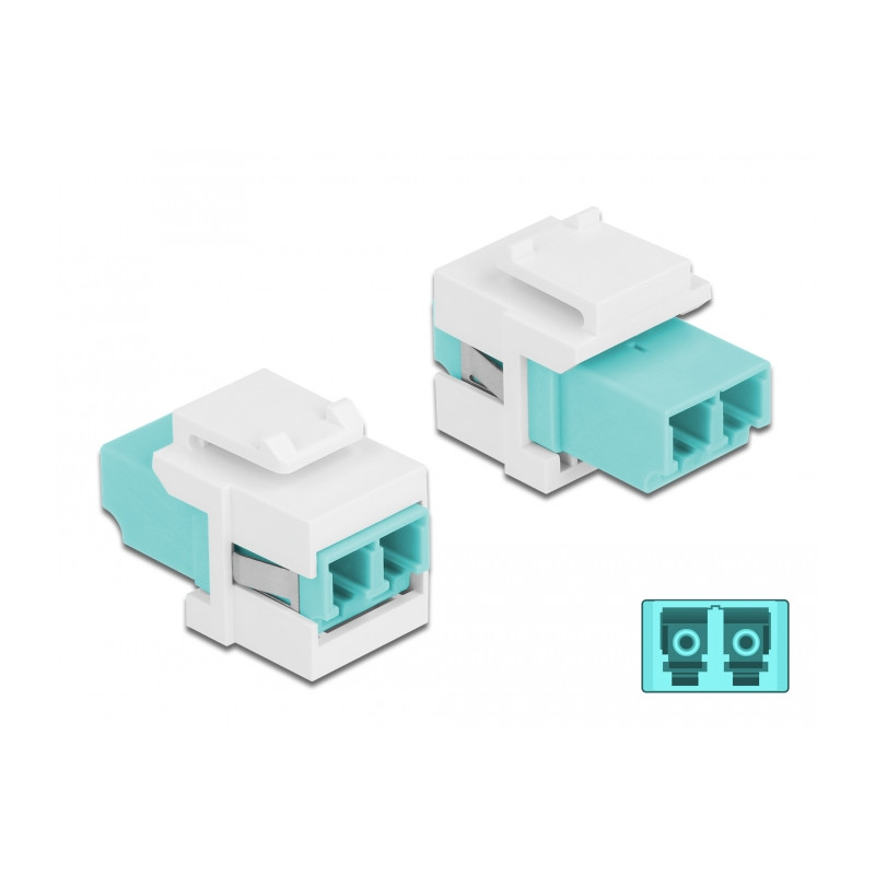 Delock Keystone Modul LC Duplex Buchse zu LC Duplex Buchse aqua / weiß