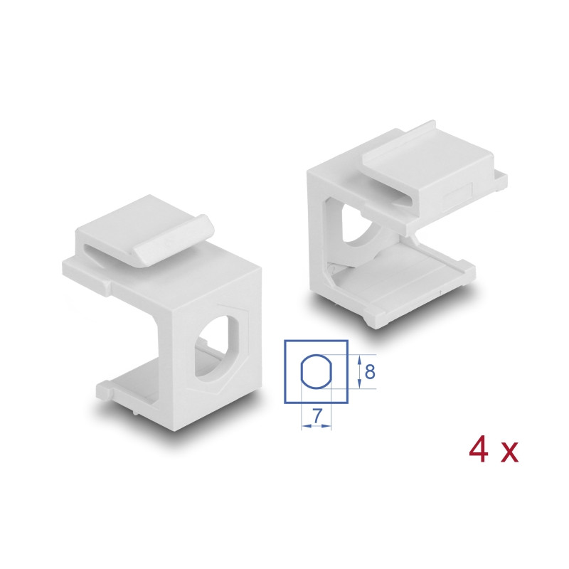 Delock Keystone Abdeckung weiß mit 8,0 mm Durchführung +Hex 4 Stück
