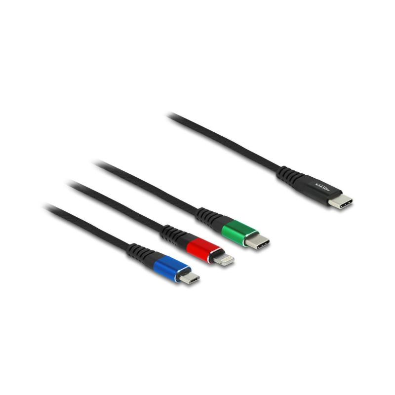 Delock USB Ladekabel 3 in 1 USB Type-C™ zu Lightning™ / Micro USB / USB Type-C™ 30 cm
