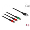 Delock USB Ladekabel 3 in 1 Typ-A zu 2 x Lightning™ / USB Type-C™ 1 m