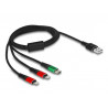 Delock USB Ladekabel 3 in 1 Typ-A zu 2 x Lightning™ / USB Type-C™ 1 m