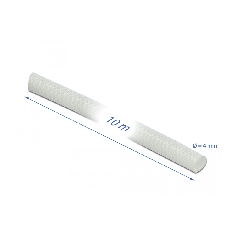 Delock Schutzschlauch Glasfasergeflecht 10 m x 4 mm weiß