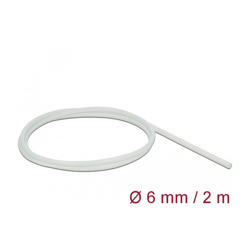 Delock Schutzschlauch Glasfasergeflecht 2 m x 6 mm weiß