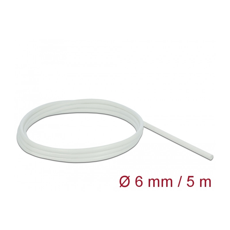 Delock Schutzschlauch Glasfasergeflecht 5 m x 6 mm weiß