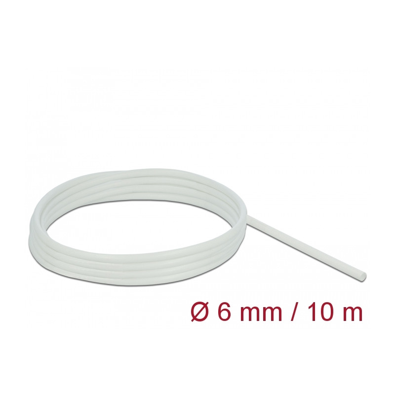 Delock Schutzschlauch Glasfasergeflecht 10 m x 6 mm weiß