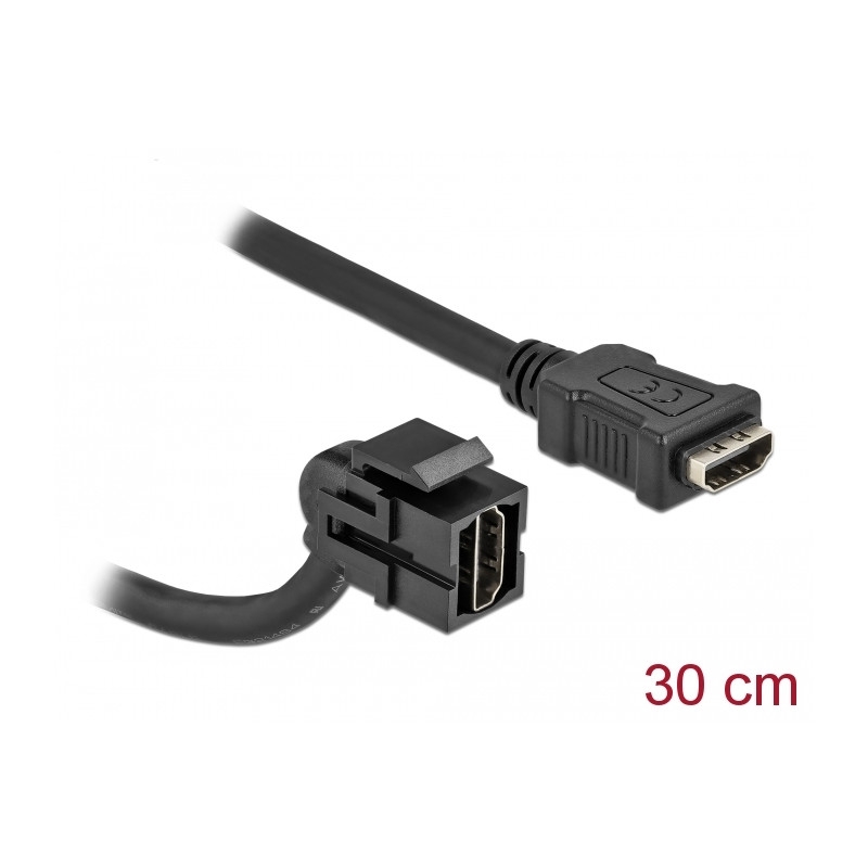 Delock Keystone Modul HDMI Buchse 110° - HDMI Buchse mit Kabel schwarz