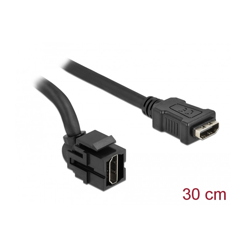 Delock Keystone Modul HDMI Buchse 250° - HDMI Buchse mit Kabel schwarz