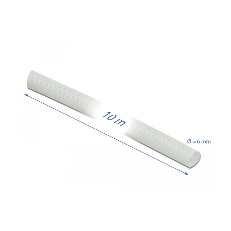 Delock Schutzschlauch Glasfasergeflecht 10 m x 6 mm weiß