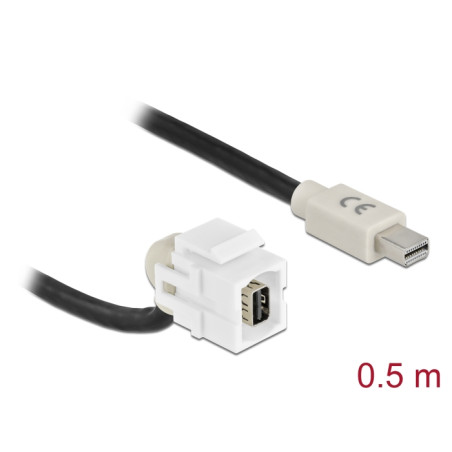 Delock Keystone Modul mini DisplayPort Buchse 110° - mini DisplayPort Stecker mit Kabel weiß