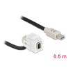 Delock Keystone Modul mini DisplayPort Buchse 110° - mini DisplayPort Stecker mit Kabel weiß