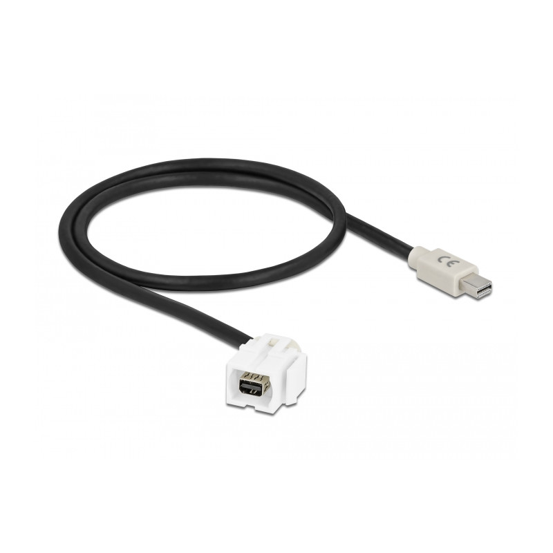 Delock Keystone Modul mini DisplayPort Buchse 110° - mini DisplayPort Stecker mit Kabel weiß
