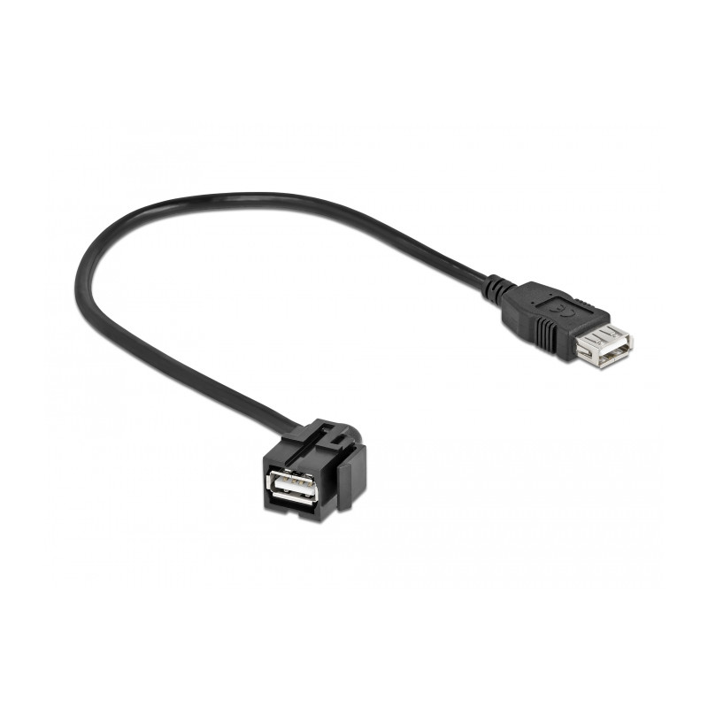 Delock Keystone Modul USB 2.0 A Buchse 110° - USB 2.0 A Buchse mit Kabel schwarz