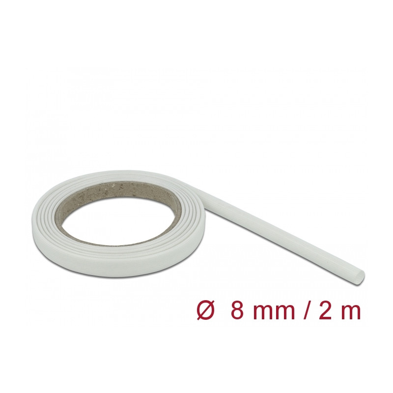Delock Schutzschlauch Glasfasergeflecht 2 m x 8 mm weiß