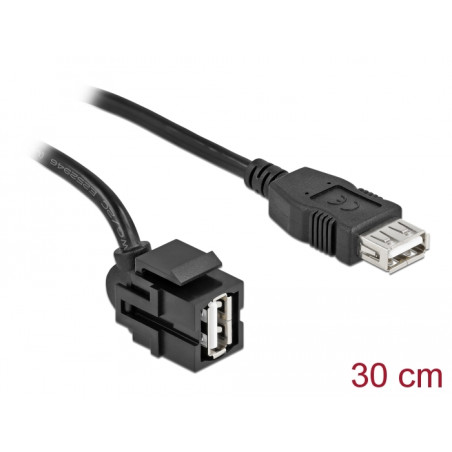 Delock Keystone Modul USB 2.0 A Buchse 250° - USB 2.0 A Buchse mit Kabel schwarz