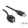 Delock Keystone Modul USB 2.0 A Buchse 250° - USB 2.0 A Buchse mit Kabel schwarz