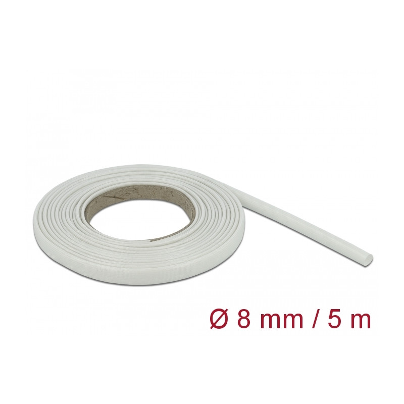 Delock Schutzschlauch Glasfasergeflecht 5 m x 8 mm weiß