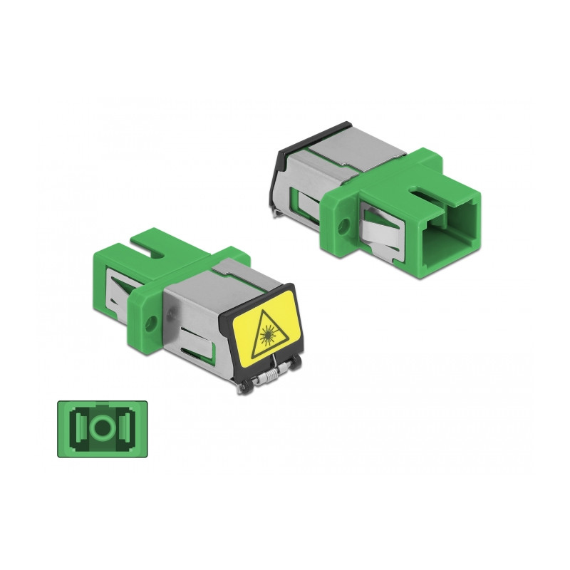 Delock LWL Kupplung mit Laserschutzklappe SC Simplex Buchse zu SC Simplex Buchse Singlemode grün