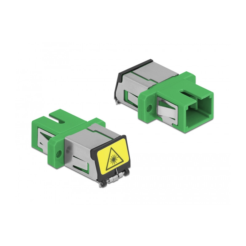 Delock LWL Kupplung mit Laserschutzklappe SC Simplex Buchse zu SC Simplex Buchse Singlemode grün