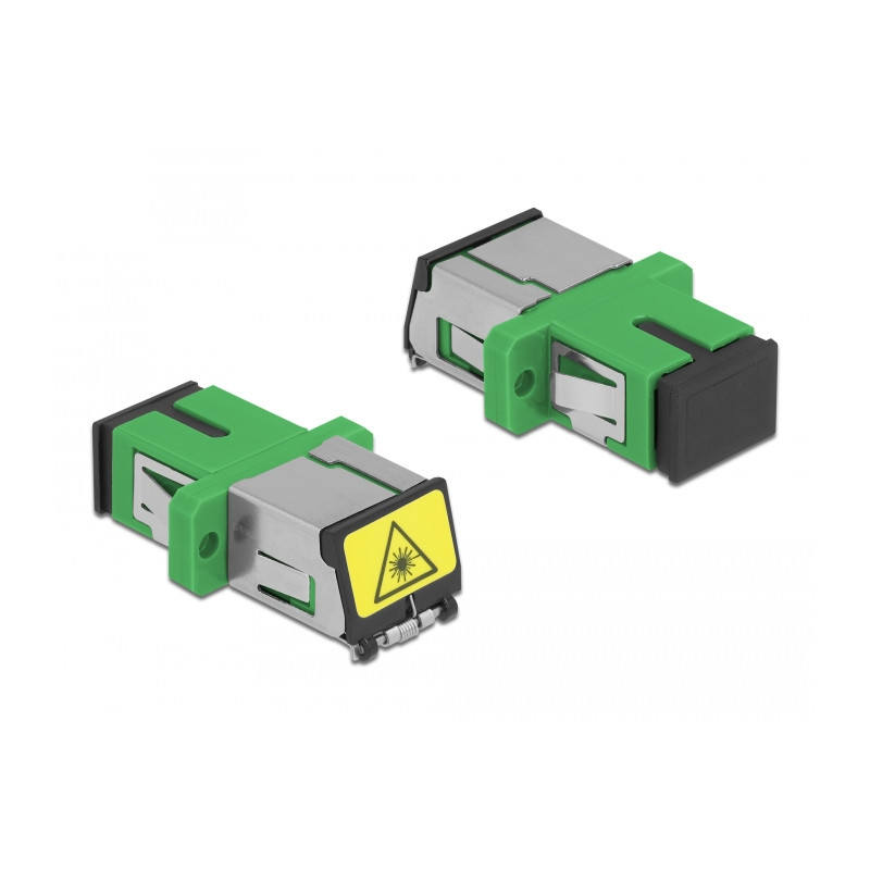 Delock LWL Kupplung mit Laserschutzklappe SC Simplex Buchse zu SC Simplex Buchse Singlemode grün