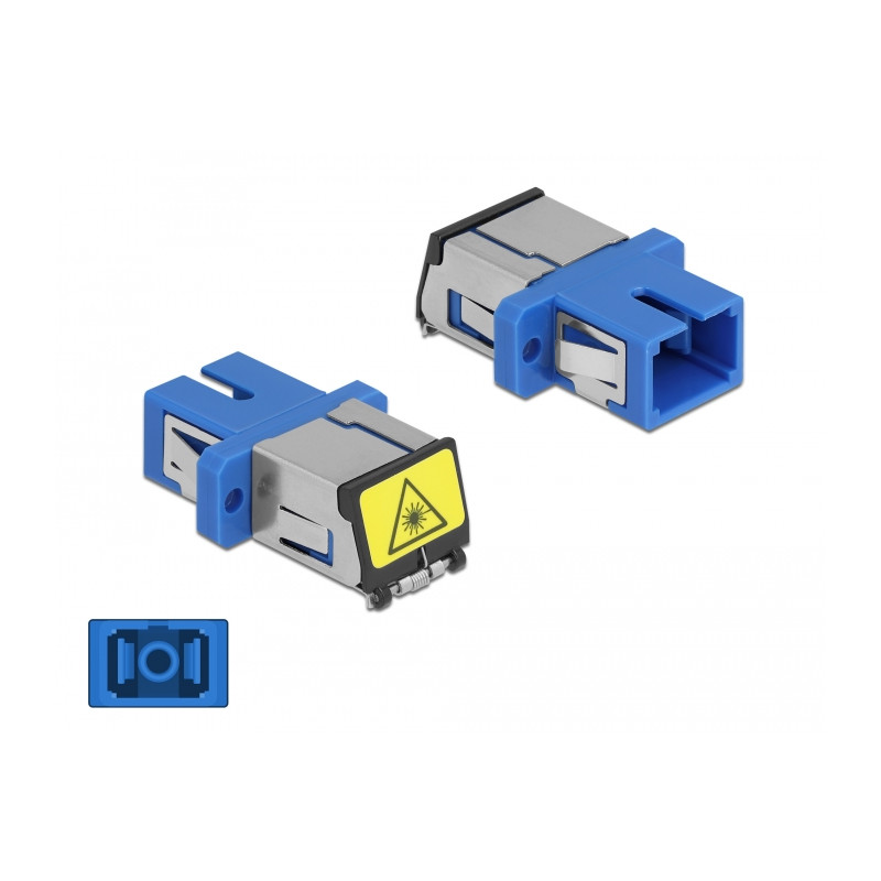 Delock LWL Kupplung mit Laserschutzklappe SC Simplex Buchse zu SC Simplex Buchse Singlemode blau