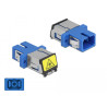 Delock LWL Kupplung mit Laserschutzklappe SC Simplex Buchse zu SC Simplex Buchse Singlemode blau