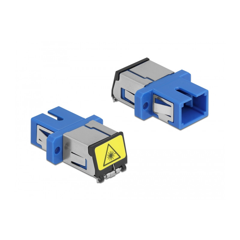 Delock LWL Kupplung mit Laserschutzklappe SC Simplex Buchse zu SC Simplex Buchse Singlemode blau