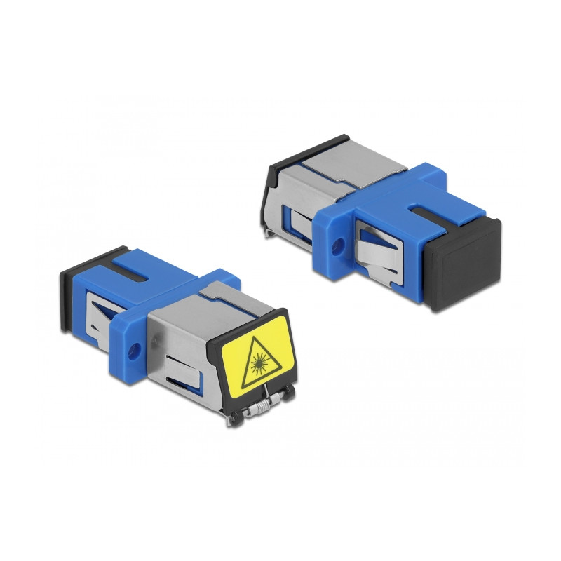 Delock LWL Kupplung mit Laserschutzklappe SC Simplex Buchse zu SC Simplex Buchse Singlemode blau