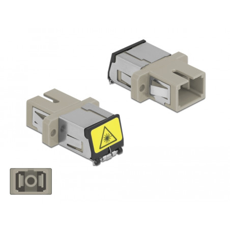 Delock LWL Kupplung mit Laserschutzklappe SC Simplex Buchse zu SC Simplex Buchse Multimode beige