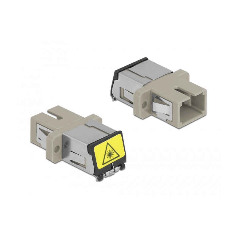 Delock LWL Kupplung mit Laserschutzklappe SC Simplex Buchse zu SC Simplex Buchse Multimode beige