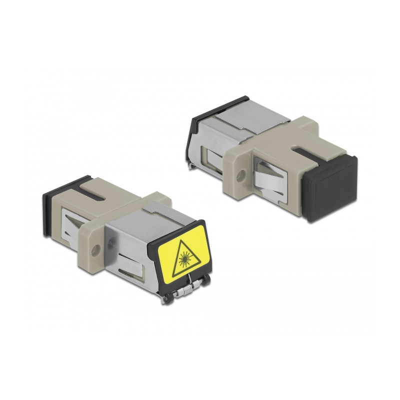 Delock LWL Kupplung mit Laserschutzklappe SC Simplex Buchse zu SC Simplex Buchse Multimode beige