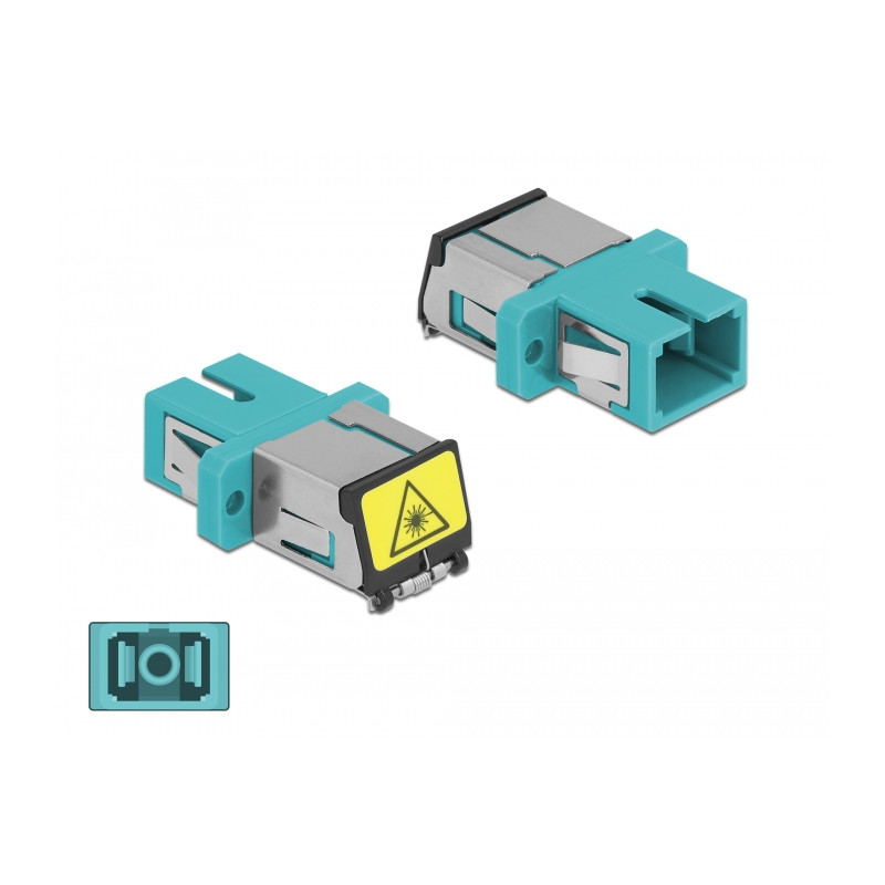 Delock LWL Kupplung mit Laserschutzklappe SC Simplex Buchse zu SC Simplex Buchse Multimode aqua
