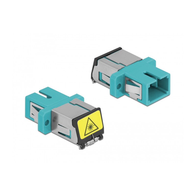 Delock LWL Kupplung mit Laserschutzklappe SC Simplex Buchse zu SC Simplex Buchse Multimode aqua