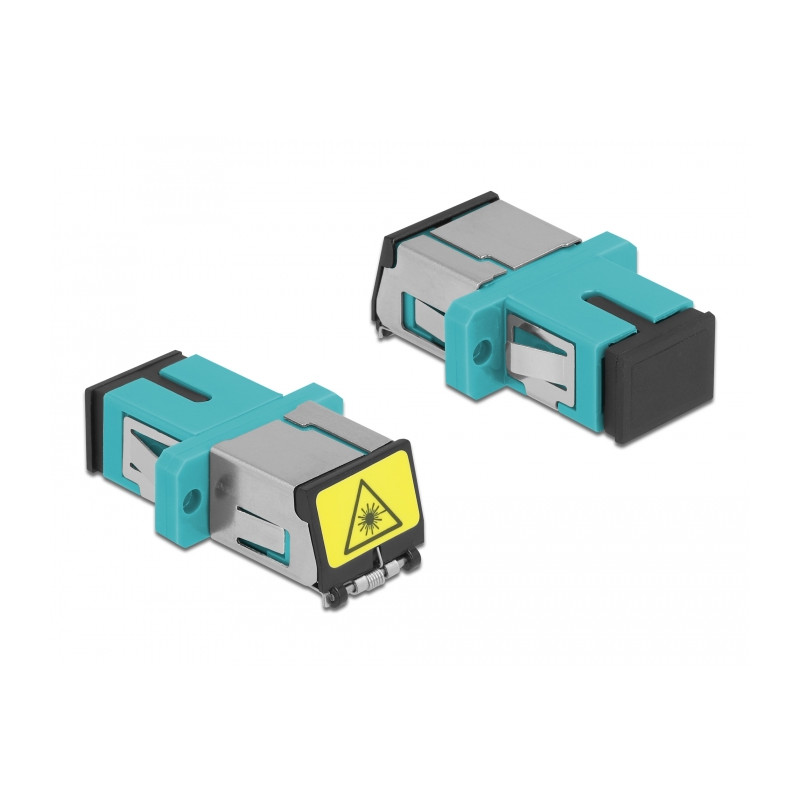 Delock LWL Kupplung mit Laserschutzklappe SC Simplex Buchse zu SC Simplex Buchse Multimode aqua