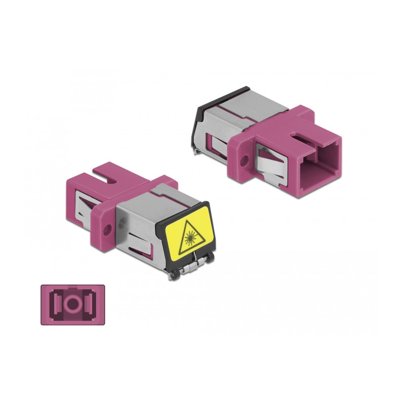 Delock LWL Kupplung mit Laserschutzklappe SC Simplex Buchse zu SC Simplex Buchse Multimode violett
