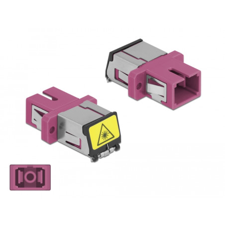 Delock LWL Kupplung mit Laserschutzklappe SC Simplex Buchse zu SC Simplex Buchse Multimode violett