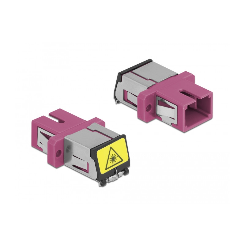 Delock LWL Kupplung mit Laserschutzklappe SC Simplex Buchse zu SC Simplex Buchse Multimode violett