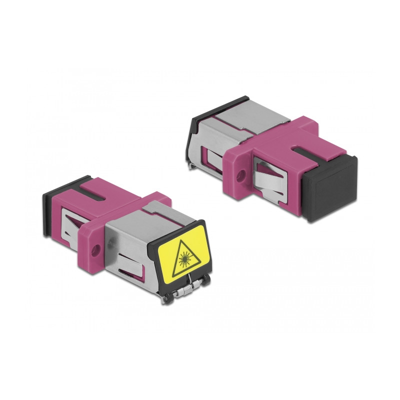 Delock LWL Kupplung mit Laserschutzklappe SC Simplex Buchse zu SC Simplex Buchse Multimode violett