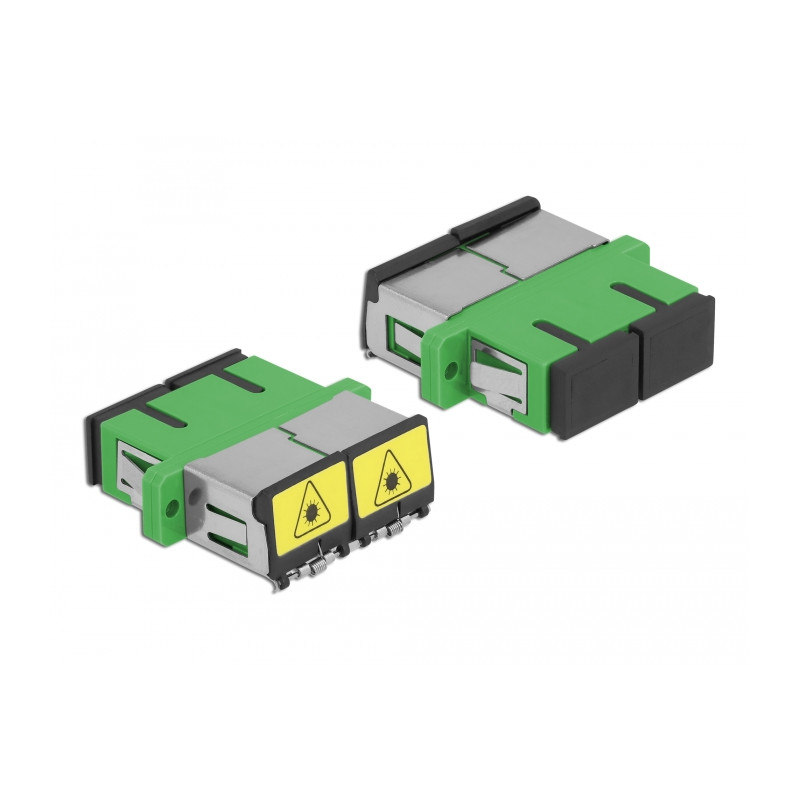 Delock LWL Kupplung mit Laserschutzklappe SC Duplex Buchse zu SC Duplex Buchse Singlemode grün